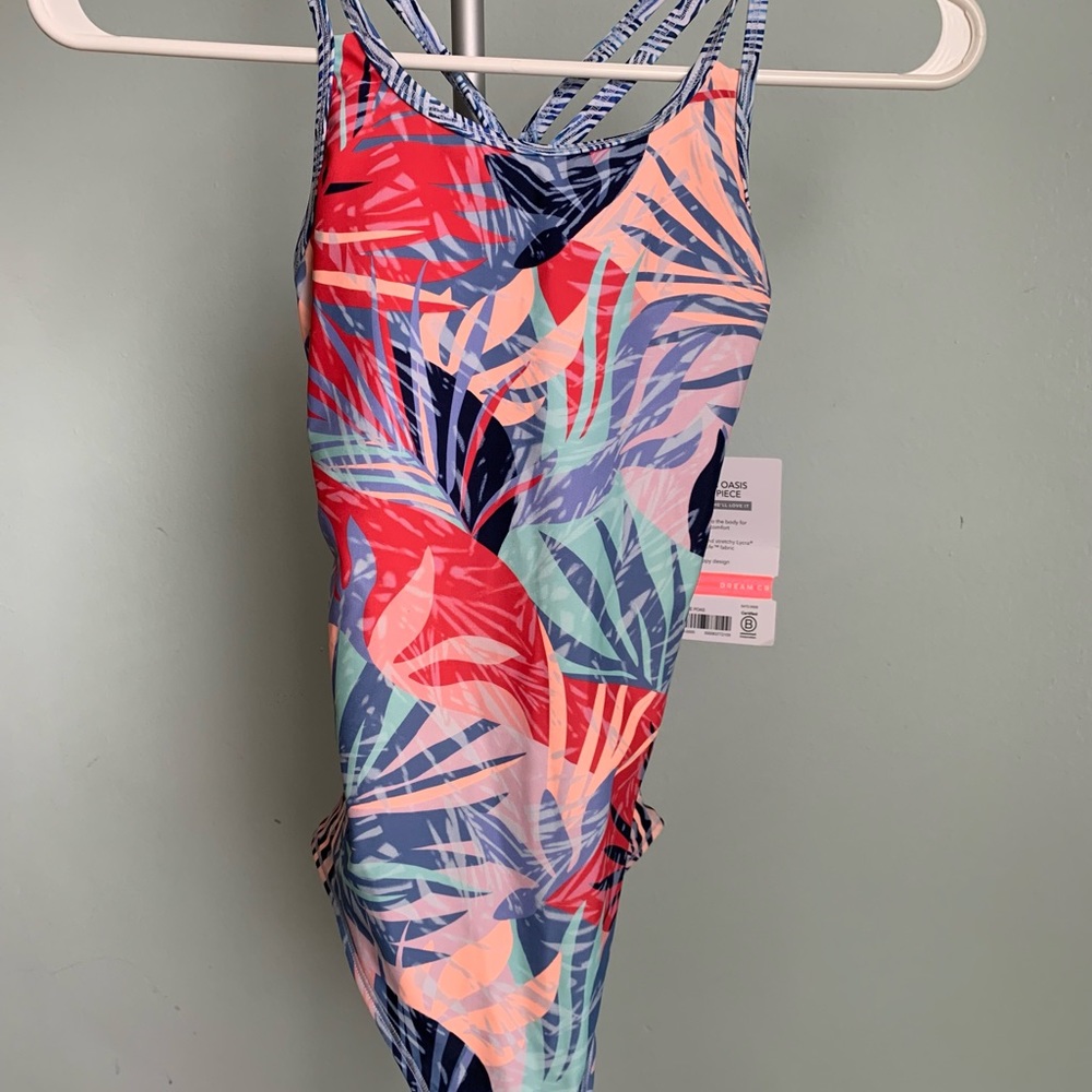 New Athleta palm oasis girl one piece swimsuit. New with tags.